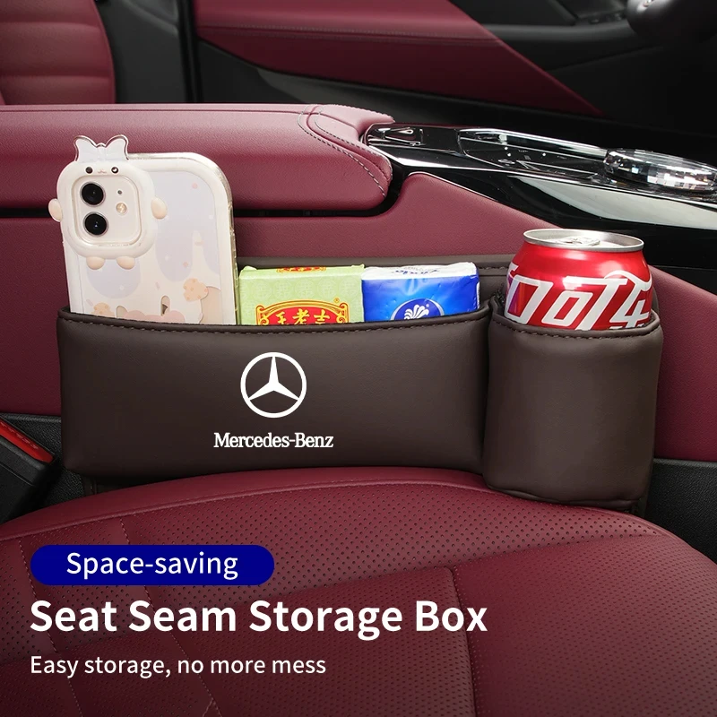 For Mercedes Benz C E S Class CLA GLE W206 W204 W205 W221 W222 W223 W251 W464 W212 W213 Car Seat Gap Storage Box With Cup Holder