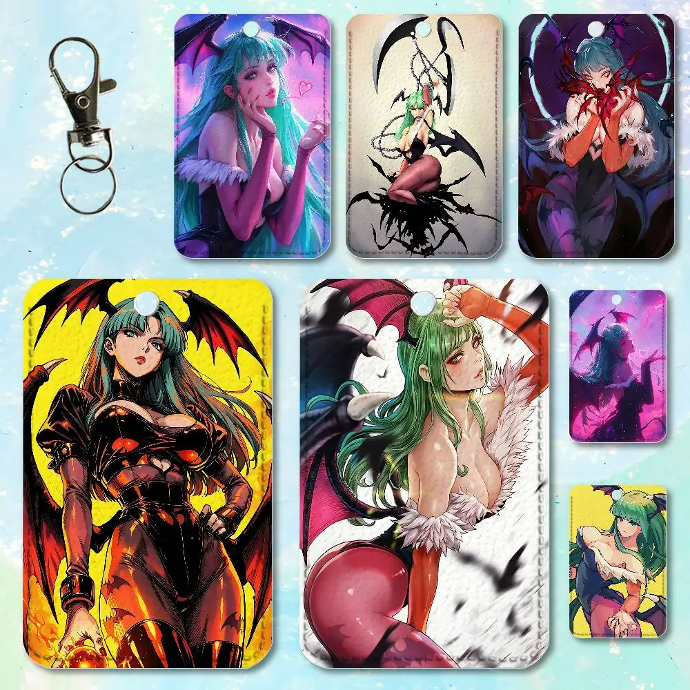 M-Morrigan A-Aenslands Key Tag Ring Leather Card Holder Key Ring Rectangle Access Card Holder
