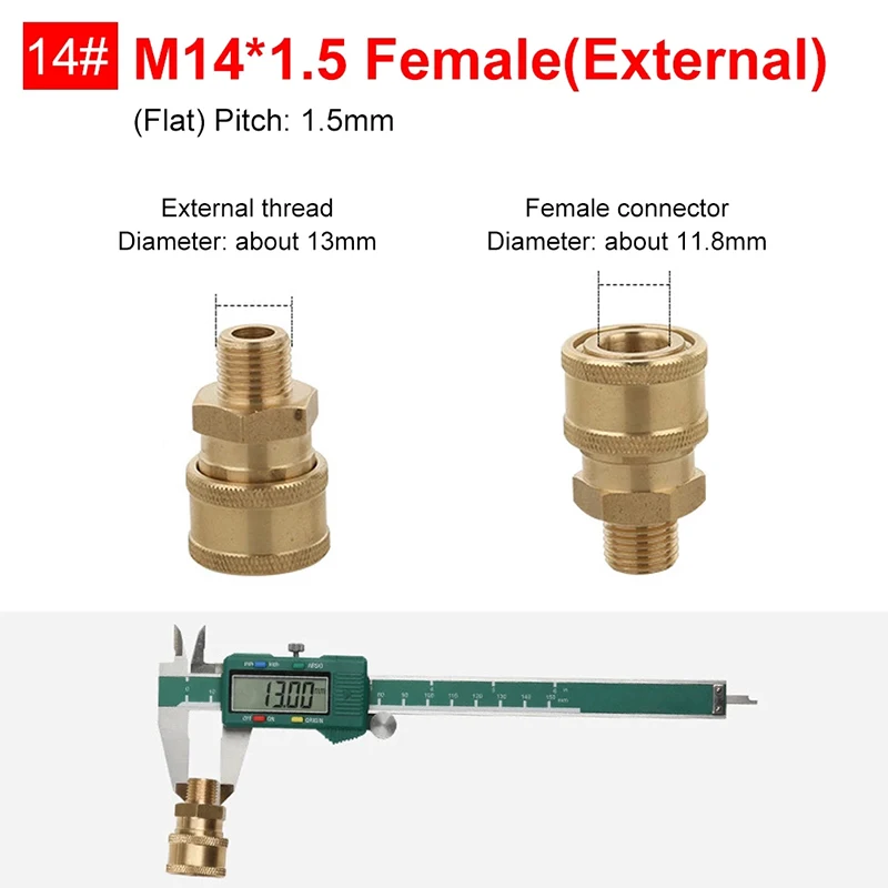 High Pressure Cleaner Car Washer Fitting Brass Adapter Connector M14 M22 Male Female Coupler 1/4 Inch Quick Connect Socket