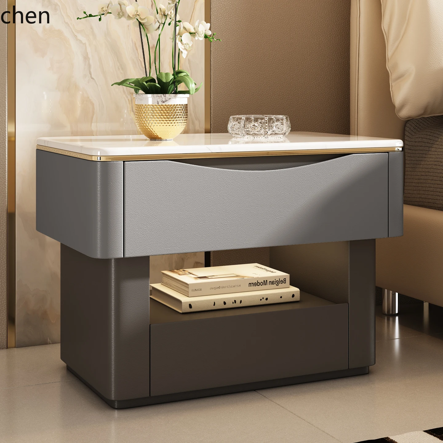 

HLX Solid Wood Large Bedside Table High-End Bedroom Small Side Table
