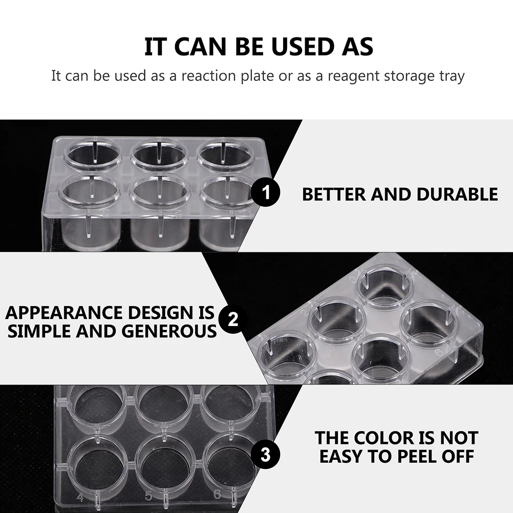 

10pcs Square Reaction Well Plate 6-Holes Chemical Holder Lab Supplies Test Tube Beaker Storage Bottle Colorimetric Electrolytic