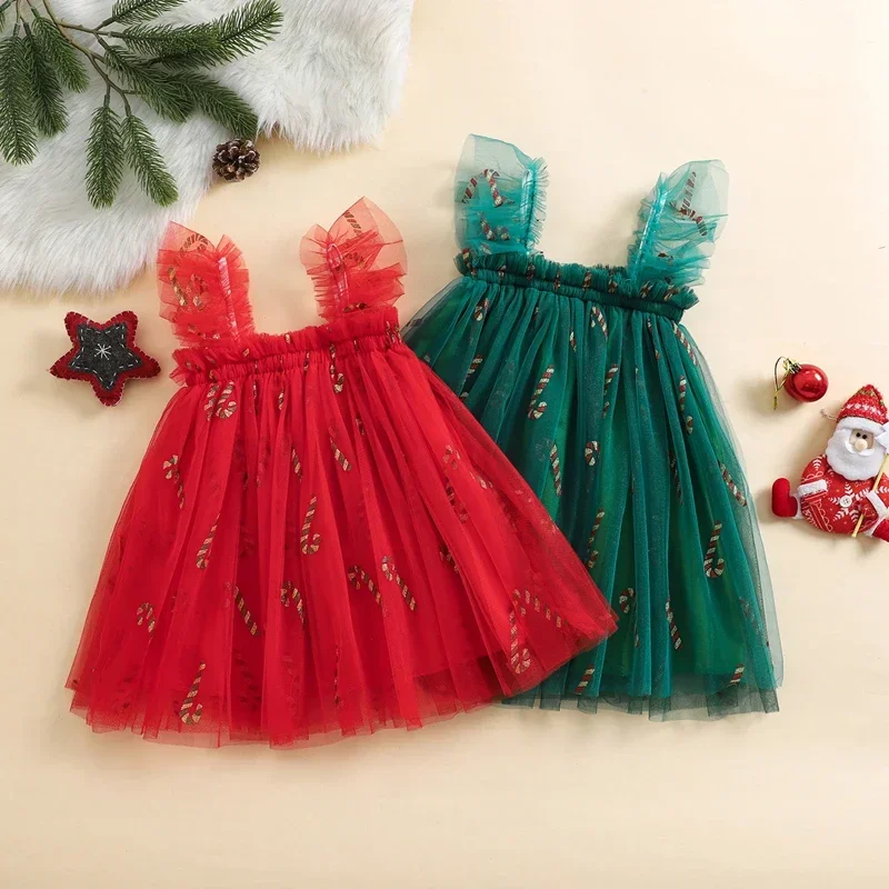 Sweety Toddler Christmas Tutu Dress Baby Girl Sleeveless Layered Tulle Dress Little Girl Princess Dresses Xmas Outfit Size 6M-4Y