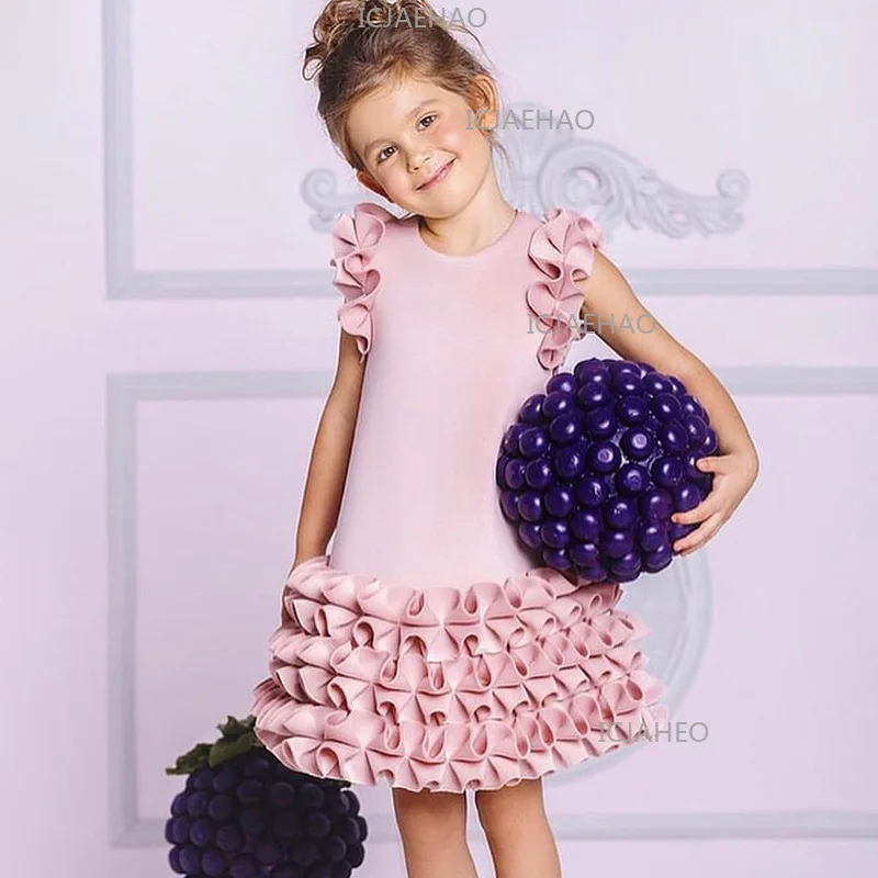 2026 Children New Solid Color Fashion Casual Sleeveless Flower Girl Dress Clothes Formal Pageant Party Gown Birthday Costume