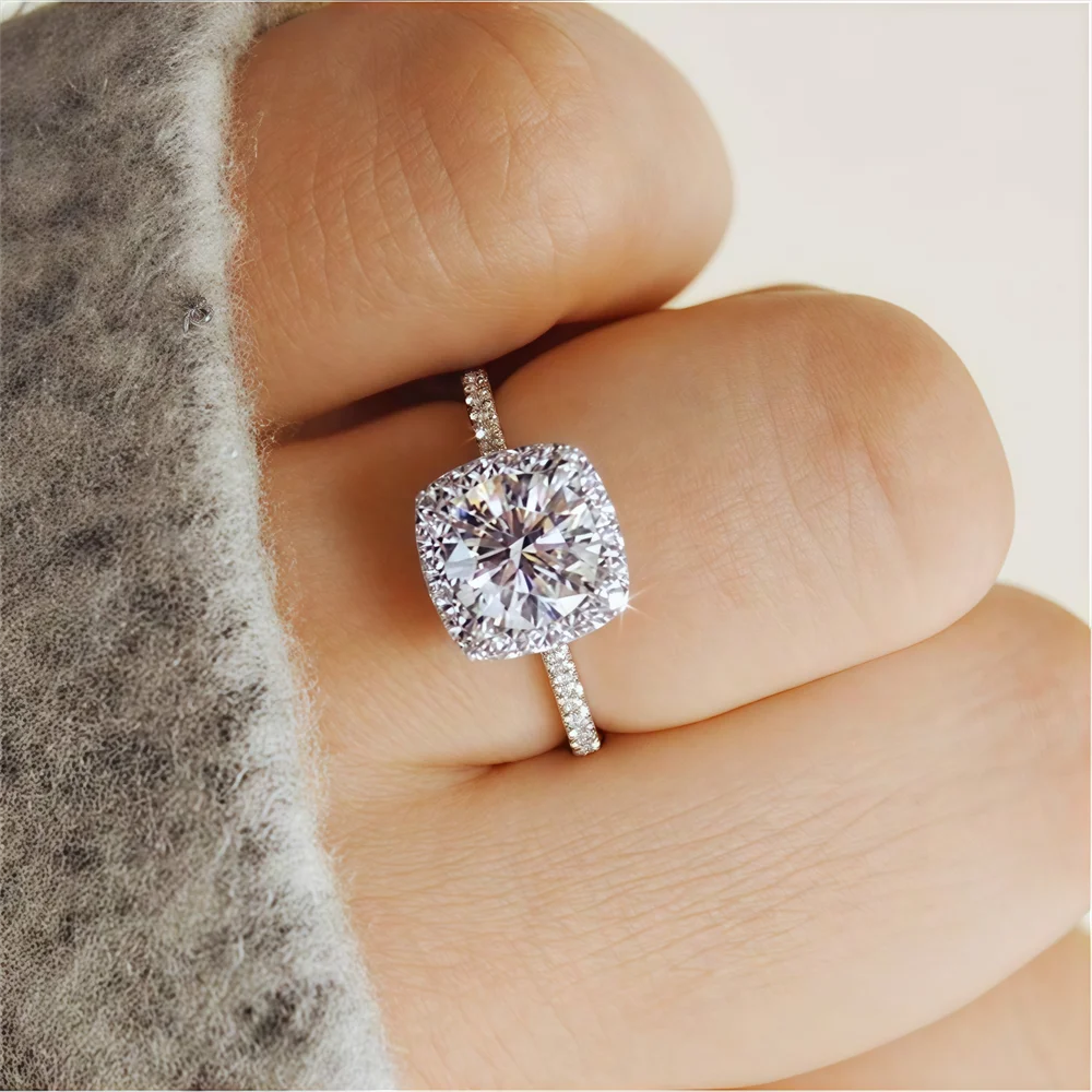

Charmsmic Fashion Women Full Rhinestone Finger Rings Geometric Square Thin Wedding Engagement Rings Summer Holiday Beach Jewelry