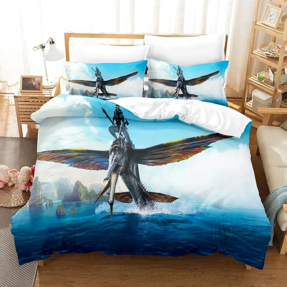 Kawaii Avatar 2 Bedding Set 3D Print Quilt Cover Cartoon Anime Pillowcase Home Plush Cover Bedroom Decoration Christmas Gifts