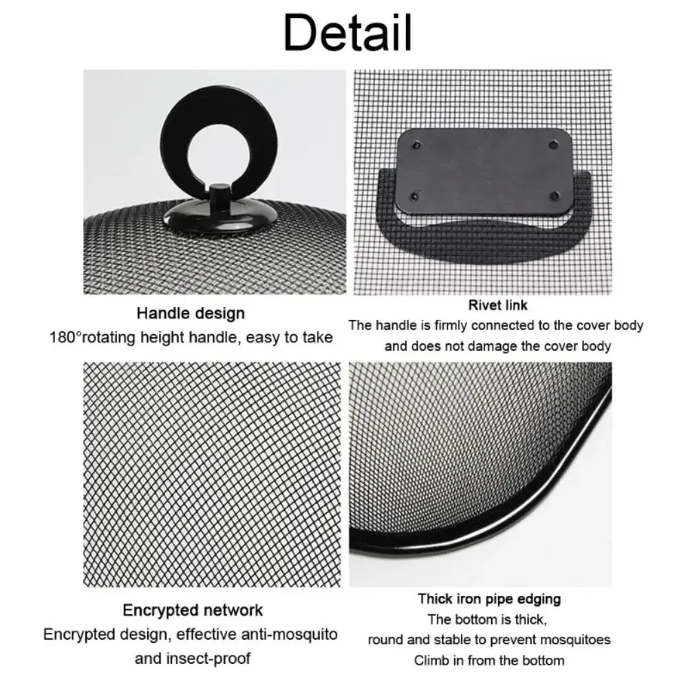 Round Shape Mesh Anti-Flying Dish Cover Dish Lid Household Food Cover Vegetable Fruit Display Holder Cake Bread Plate Dessert