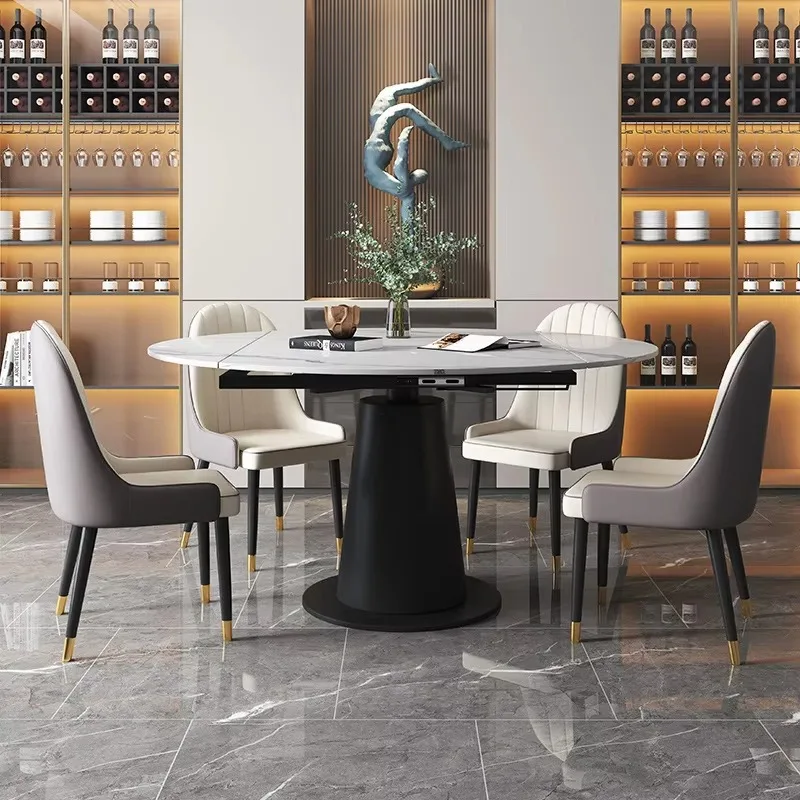 

New Designer Elegant Sintered Stone Modern Luxury Dining Table Foldable Expandable Dinning Table Set For Dinning Room Furniture