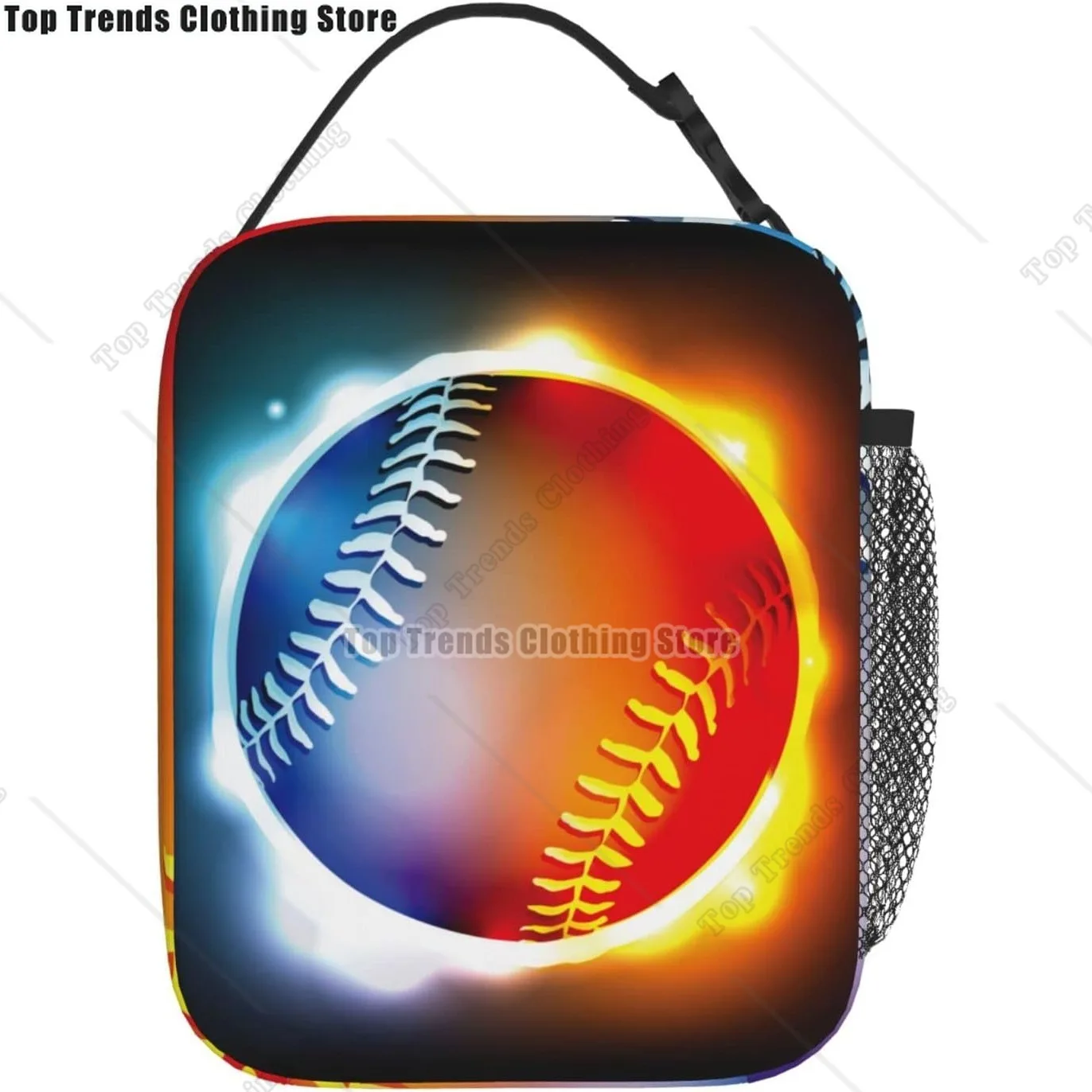 Cool Growing Fireball Lunch Box Baseball Lunch Bag Insulated Reusable Portable Lunch Tote Cooler Bag for Office Work School