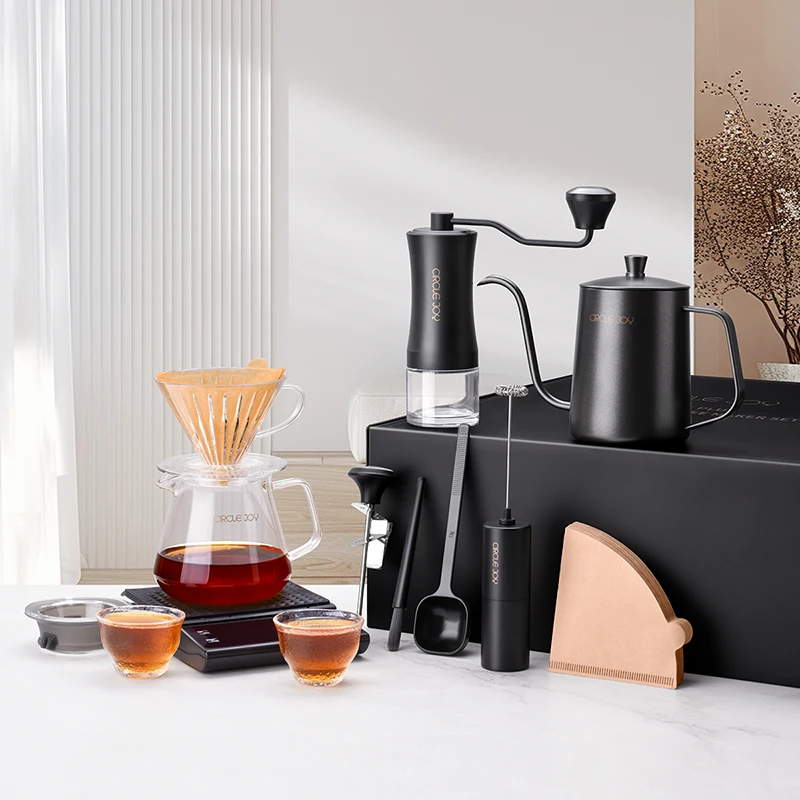 

Hand brewing coffee pot set gift box, bean grinder filter cup, Lepai hand