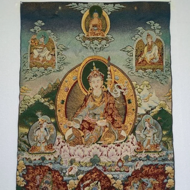 Tibet Tibetan Cloth Silk Padmasambhava's eight transformations Thangka Tangka Embroidery Painting Embroidery Hanging Pictures