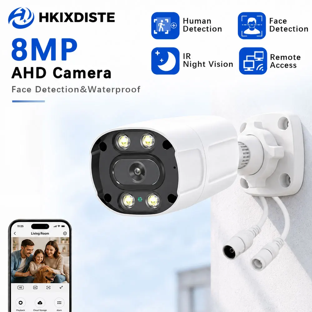 4K 8MP AHD Analog CCTV Camera Bullet Security Camera Human Detection Face Detection IR Night Vision BNC Home Surveillance Camera