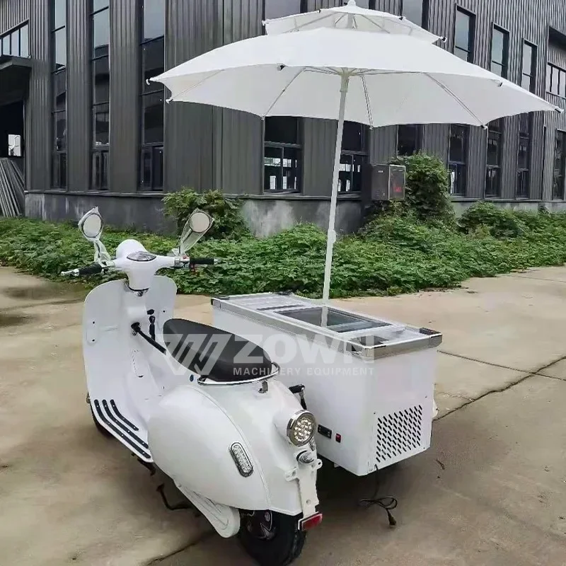 Hot selling white electric movable float ice cream cart with sunshade
