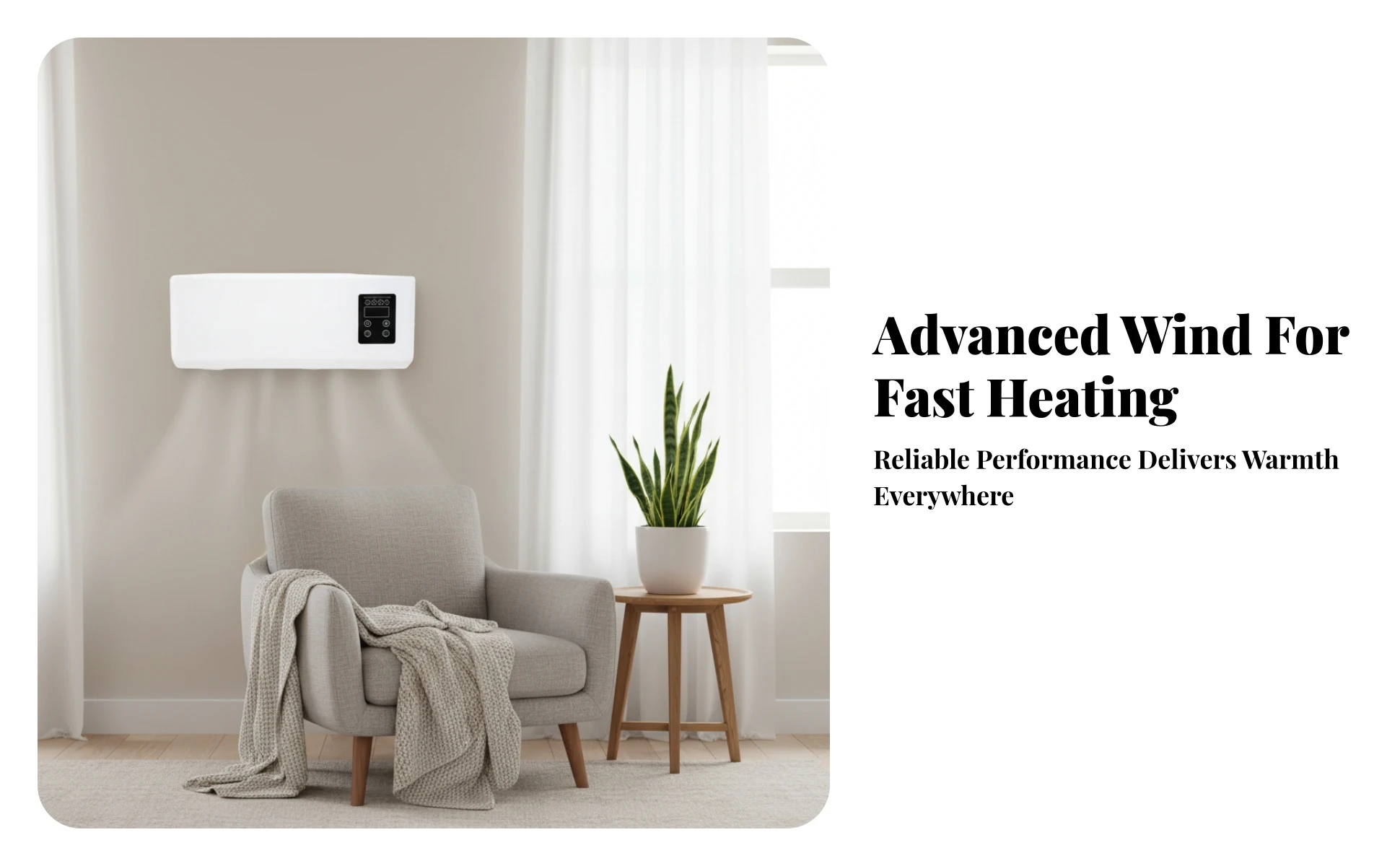 Wall-Mounted Electric Heater Rectangular Electric Wall Heater Home Heating White Housing Black Control Panel Wall-Mounted Electric Heater Rectangular Electric Wall Heater Home Heating White Housing Black Control Panel