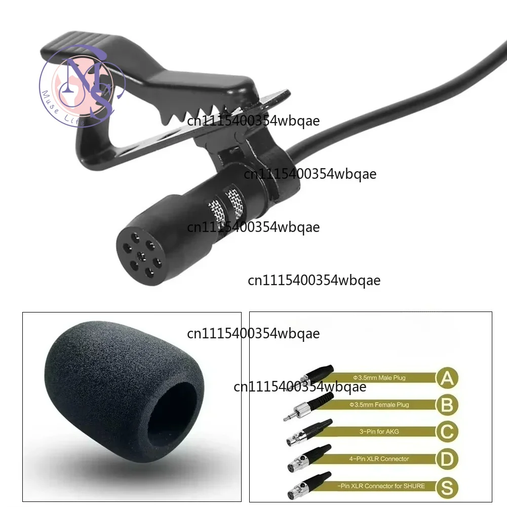ZOCI-Black Lavalier Lapel Microphone 3.5mm XLR 3-Pin XLR 4-Pin For Wireless System With A Metal Clip And Microphone Cover