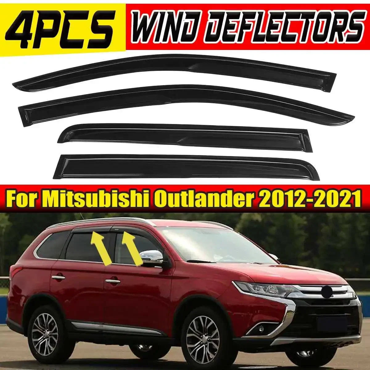 Door Visor Side Window Deflectors Sun Rain Guard Awnings Shelters For Mitsubishi For Outlander 2012-2021 Door Window Vent Visor