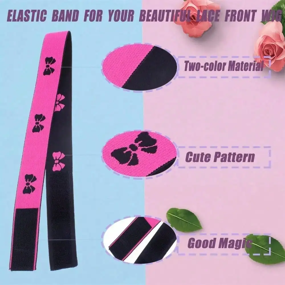2 Pack Elastic Wig Bands Lace Melting Edge Wrap to Lay Edges Leopard Black for Lace Front Wigs Salon Home for Women Mom - Detail 1