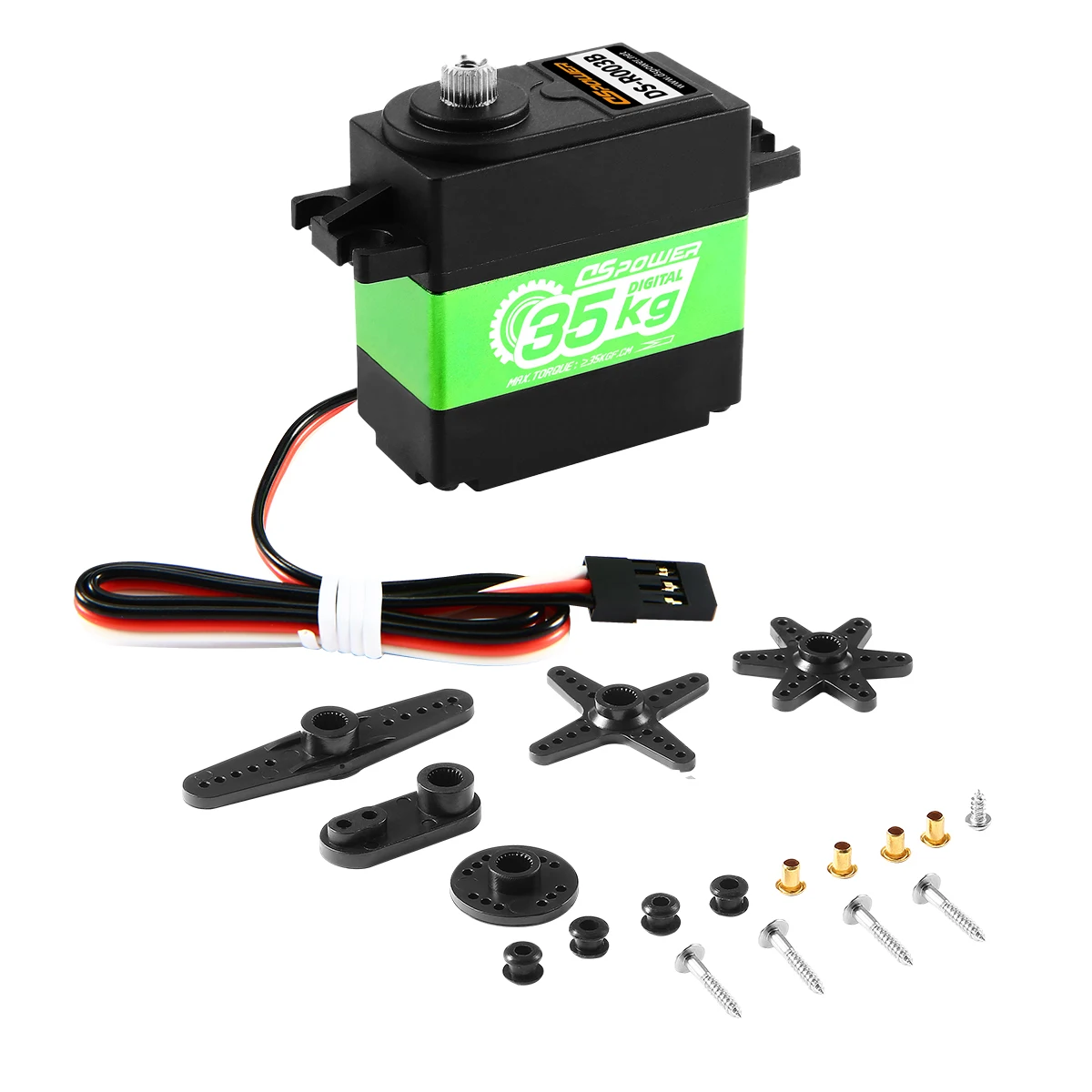 DSpower 35KG เซอร์โวโลหะเกียร์ 180 องศา ประสิทธิภาพสูง แบบดิจิตอลมาตรฐาน สำหรับมอเตอร์ 1/8 1/10 รถบังคับวิทยุ โดรน เครื่องบิน เรือ ของเล่น อะไหล่