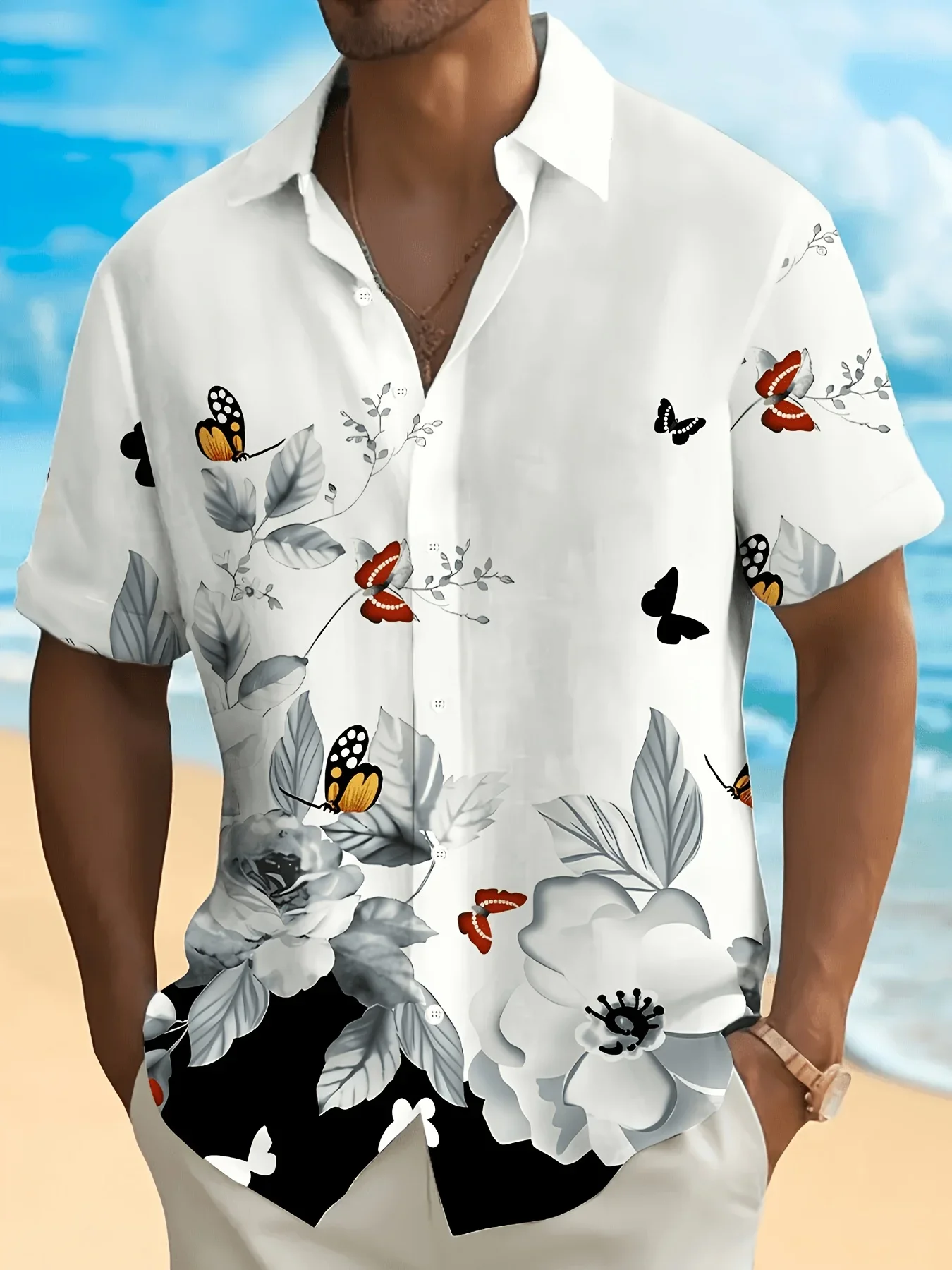 Summer Men's Floral Print ShirtMan Women Short Sleeve Hawaiian Casual Fashion Lightweight Tops