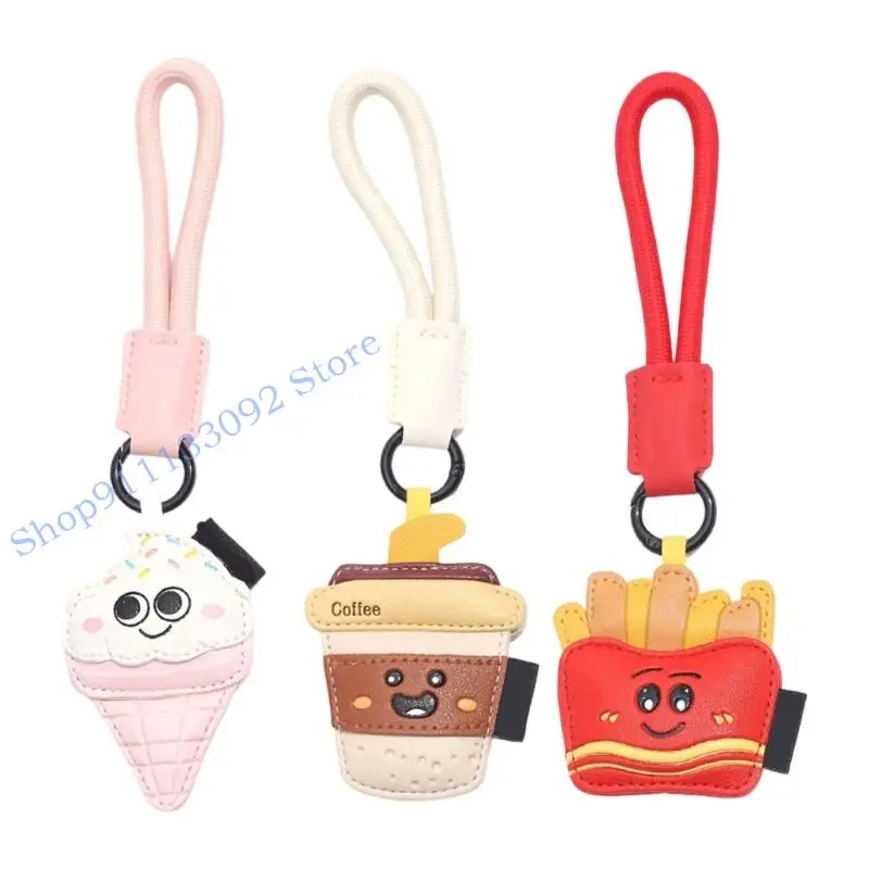 

H9ED милый картофель фри, чай с молоком, сумка-брелок из искусственной кожи, подвеска для пар, модный аксессуар, практичная