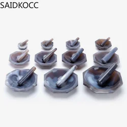 SAIDKOCC 30mm 50mm 70mm 100mm 1 Set Natural Agate Mortar and Pestle for Lab Grinding 110mm 120mm 150mm 160mm 200mm