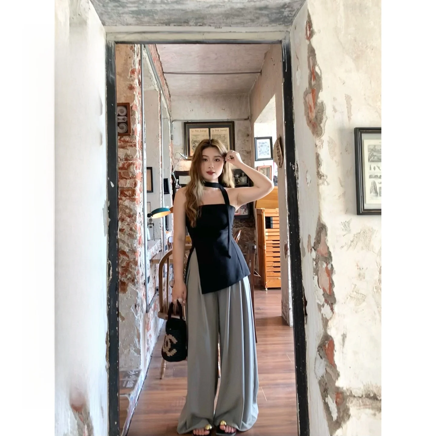 

Женские летние брюки Herwear с высокой талией, широкими штанинами, драпировкой, прямые, в пол, костюмные, с эффектом похудения