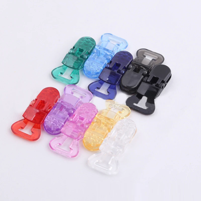 Groothandel Sutoyuen 200 pcs Mix Kleur Transparant Plastic Fopspeen Clips/Clear Mam Baby Dummy Clips Chain Holder 10mm 10 kleuren