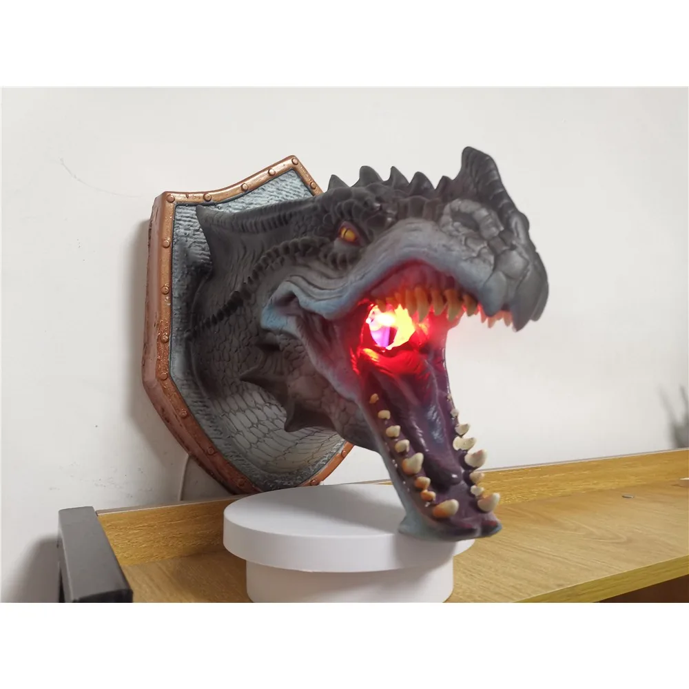3D Wall Mounted Dinosaur Dragon Legends Prop Smoke Light Wall Art Sculpture Shape Statue - Indoor Decorative Lighting