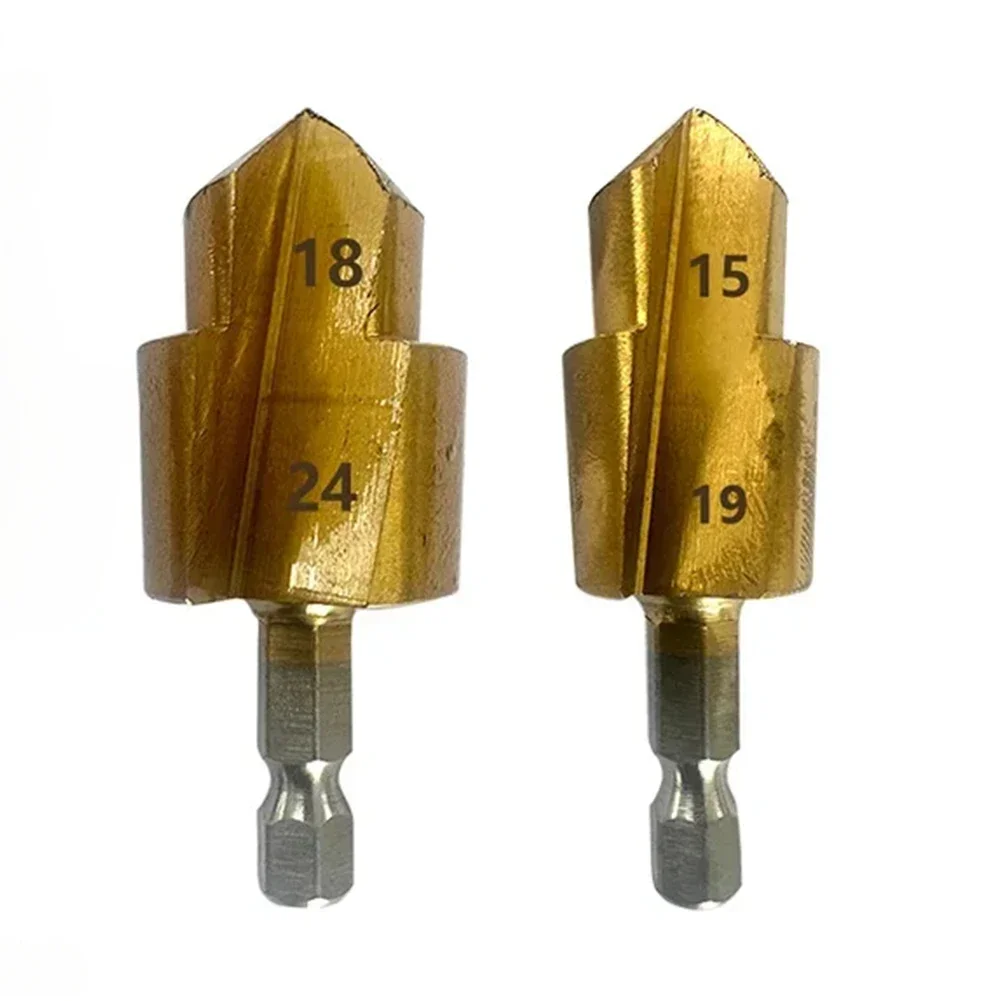 

PPR Lifting Stepped Drill Bit Hex Shank Water Pipe Tool 6 35mm Handle HSS Material Gold Color Size 61x6 35x22mm