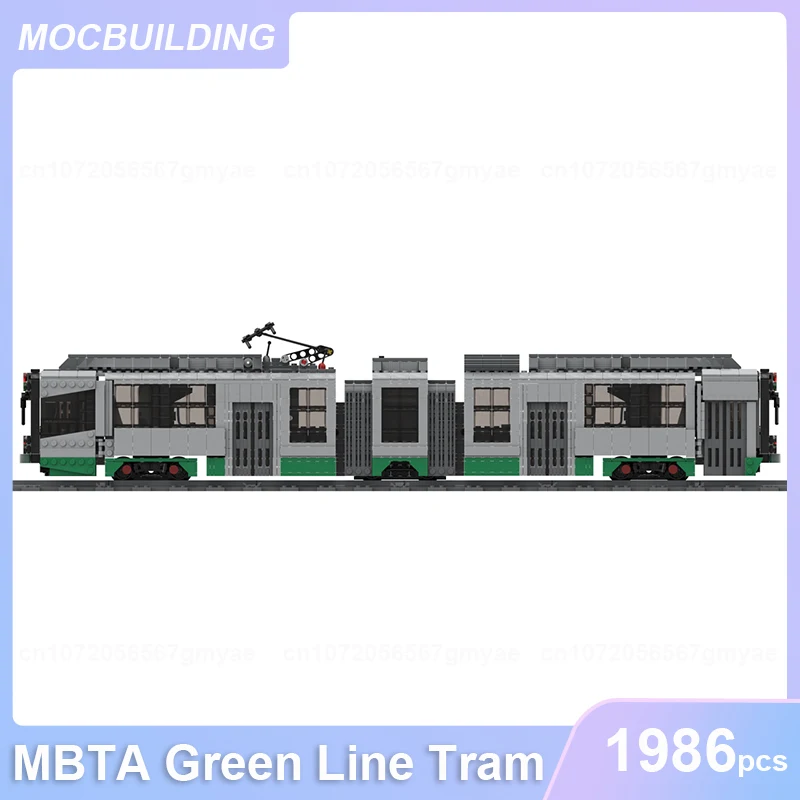 MBTA Green Line Tram MOC Building Blocks DIY Assemble Bricks Train Transportation Educational Creative Xmas Toys Gifts 1986PCS