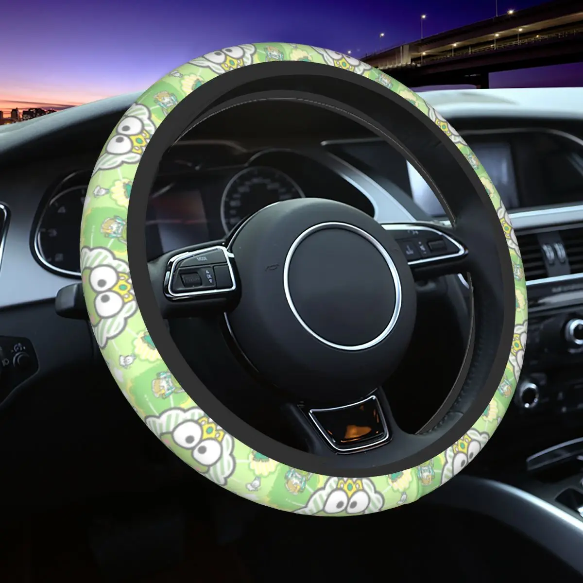 

Keroppi Car Steering Wheel Cover Kawaii Car Covers Suite for 14.5-15Inches Design Automotive Supplies