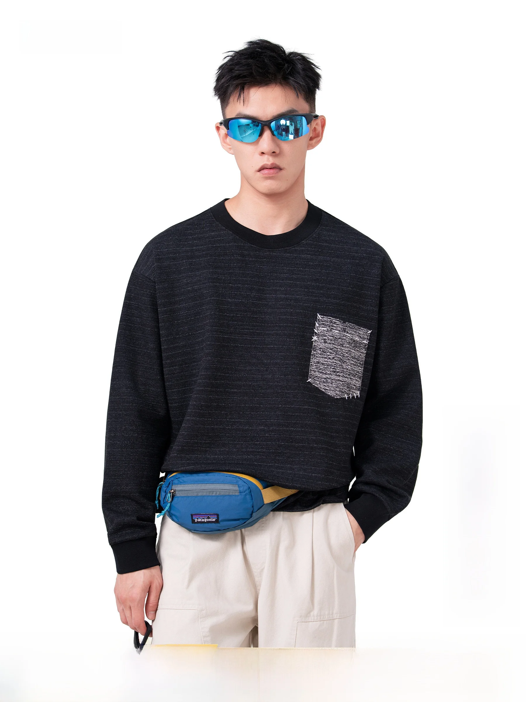 AOGZ Relaxed Fit Color Block Hoodie Long Sleeve Crew Neck Unisex Couples Sweatshirt Casual Comfortable Cotton Polyester Blend