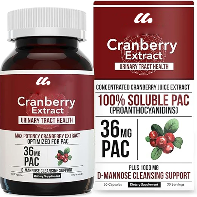 

Cranberry juice extract with D-mannose -100% soluble PAC - supports urinary health - the most effective cranberry pill for women