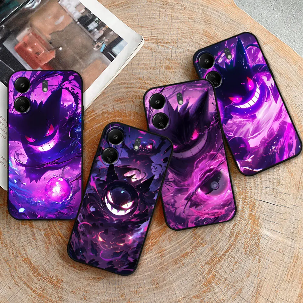 

New Gengar Pokemon Phone Case For Redmi 14C 13C 12 12C 10 10C 9 9A 9C 8 8A 7A A2Plus A1 K60 K40 Ultra Pro Cqoue Black Soft Cover