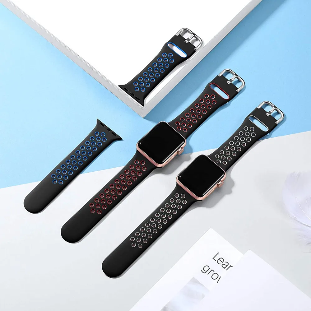 

Silicone Strap For Apple Watch Band 44mm 45mm 40mm Ultra 49mm 41mm 38mm 42 44 45 mm sport bracelet iwatch series 8 7 6 5 4 3 SE