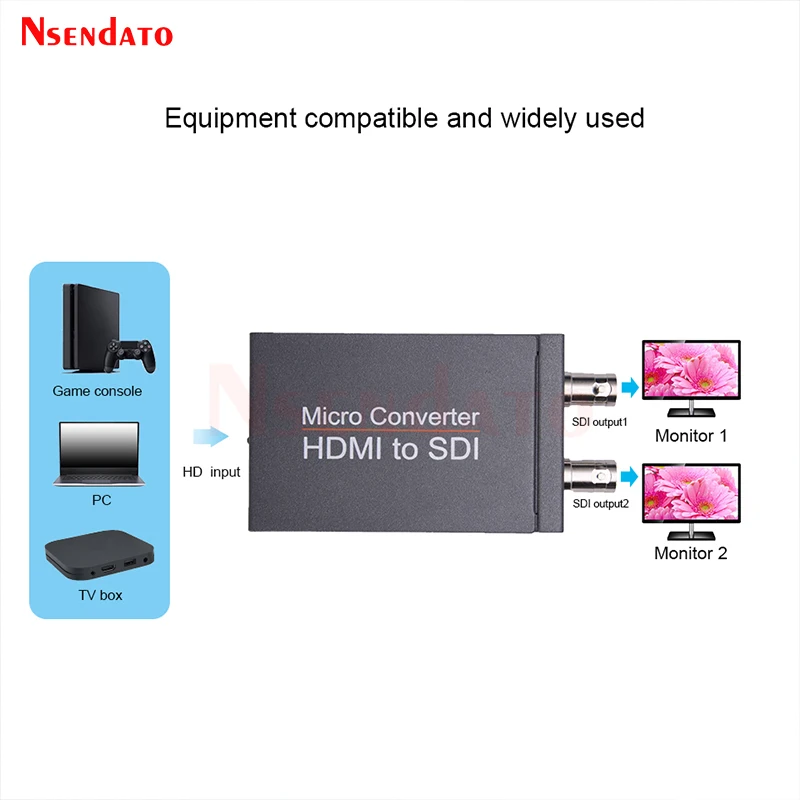 4K HDMI do SDI z zasilaczem Mini 3G HD SD-SDI wideo Micro Converter adapter z obsługą Audio automatyczne wykrywanie formatu dla kamery