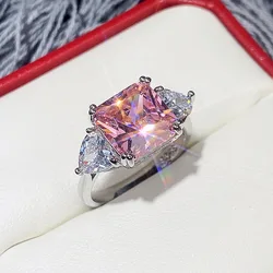 High Quality Big AAA Pink Yellow White Zircon Rings for Women Luxury Full CZ Wedding Rings Ladies Girls Party Jewelry Best Gifts