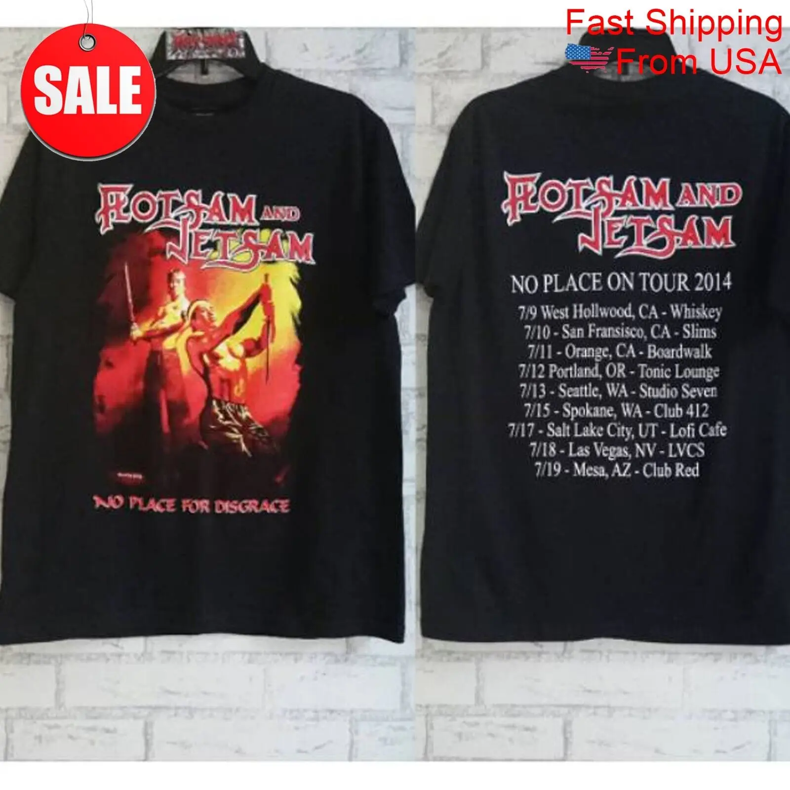 New FLOTSAM AND JETSAM no place on tour 2014 Cotton Unisex S-5XL Shirt 1LU1375