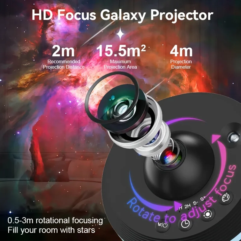 13 in1 4K HD Films Space Ball RGB Night Light USB Power Galaxy Star Sky Christmas Projector Lamp for Bedroom Decor Birthday Gift