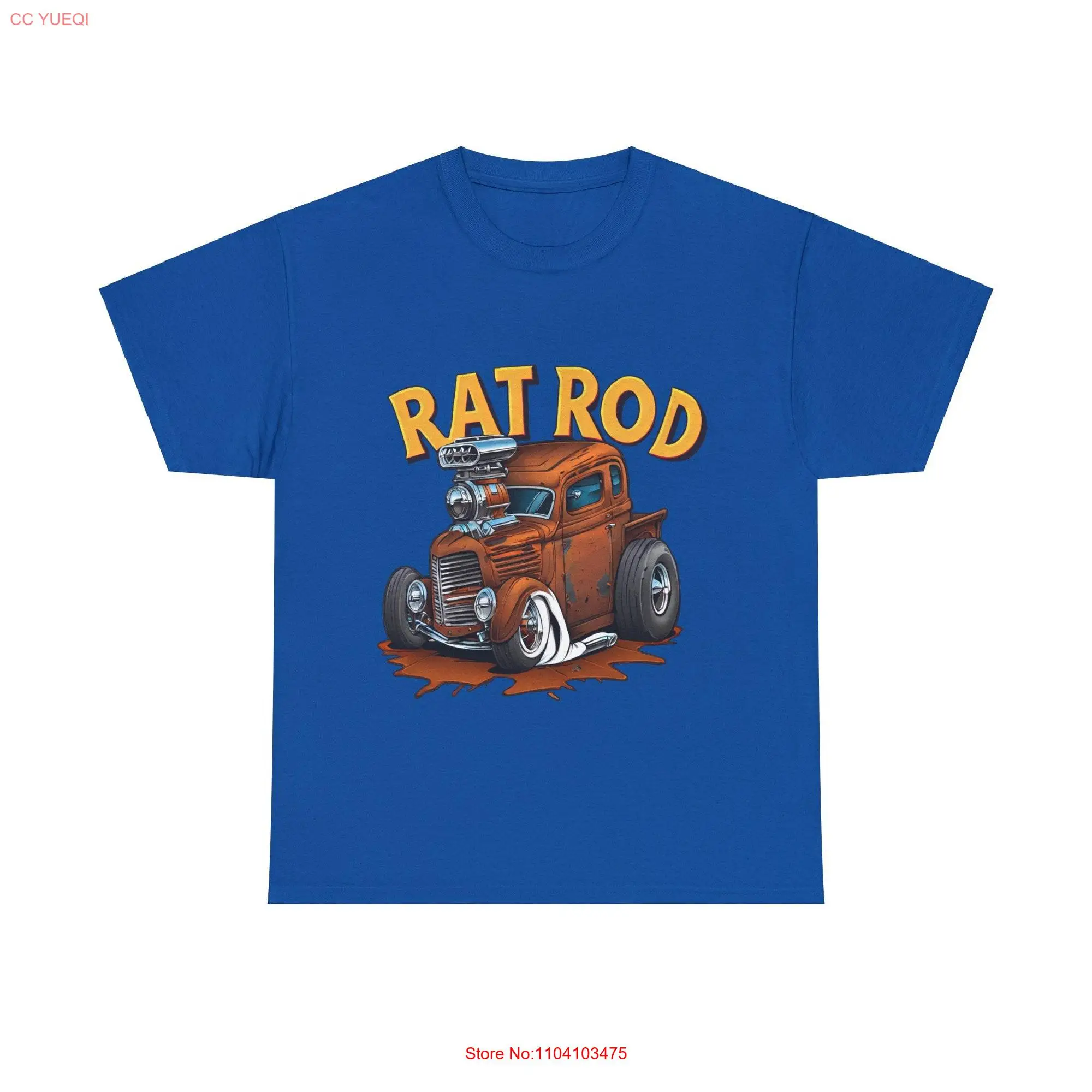 Rat Rod Vintage Classic Car with Huge Chrome Engine T Shirt long or short sleeves