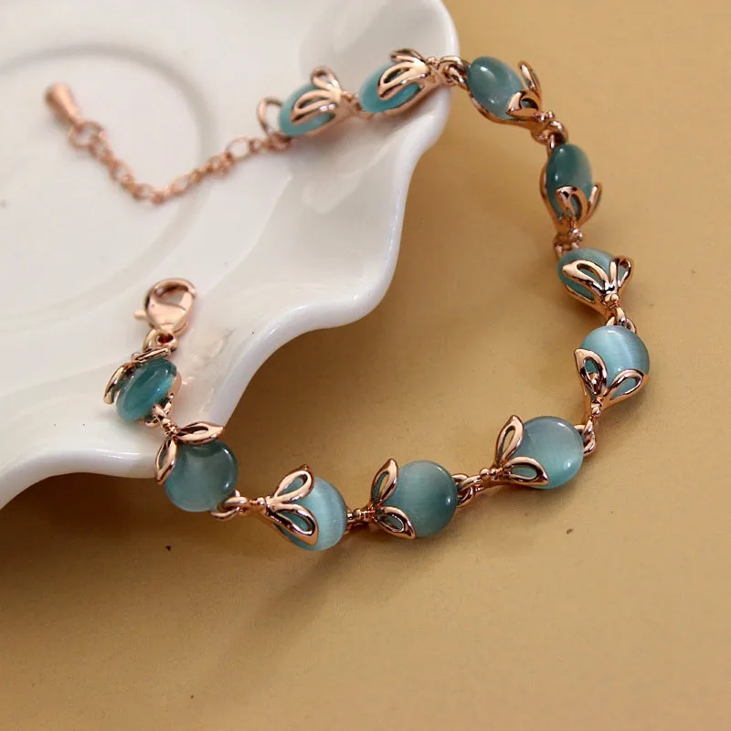 2026 New Cat Eye Stone Fox Bracelet Elegant Cute Small Fox Bangle Fashion Jewelry Gift for Women and Girls Anniversary Present