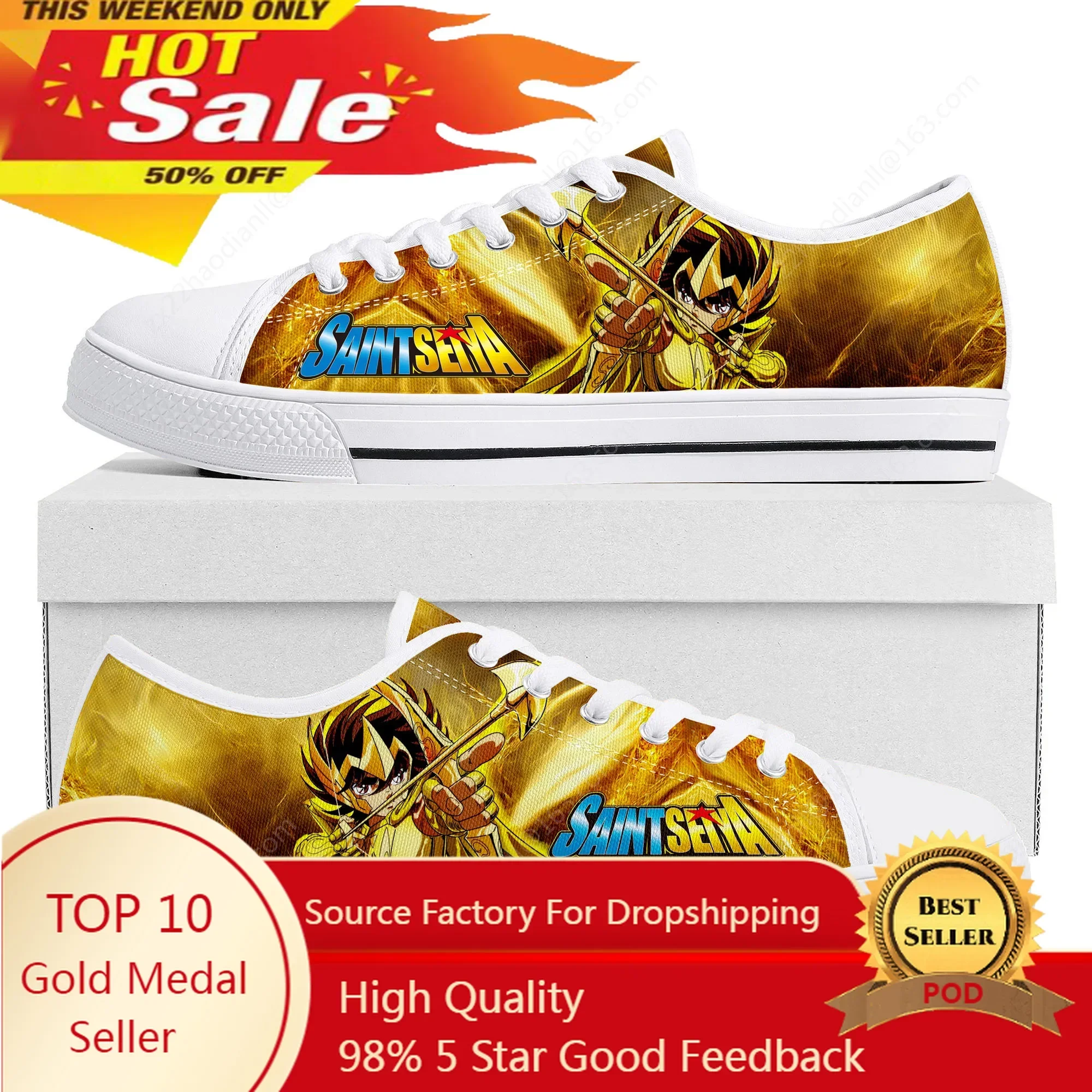 Saint Seiya Cartoon Low Top Sneakers High Quality Mens Womens Teenager Canvas Sneaker Couple Casual Shoes Custom White Shoe