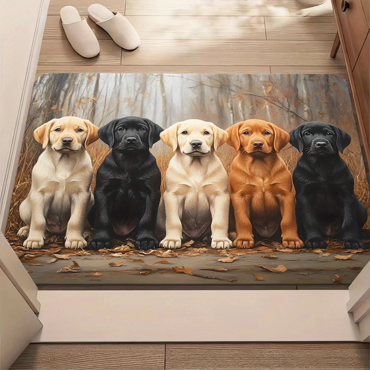 High Definition Printed Labrador Retriever Non-Slip Door Mat Absorbent Washable Rug for Bathroom Bedroom Living Room Entryway