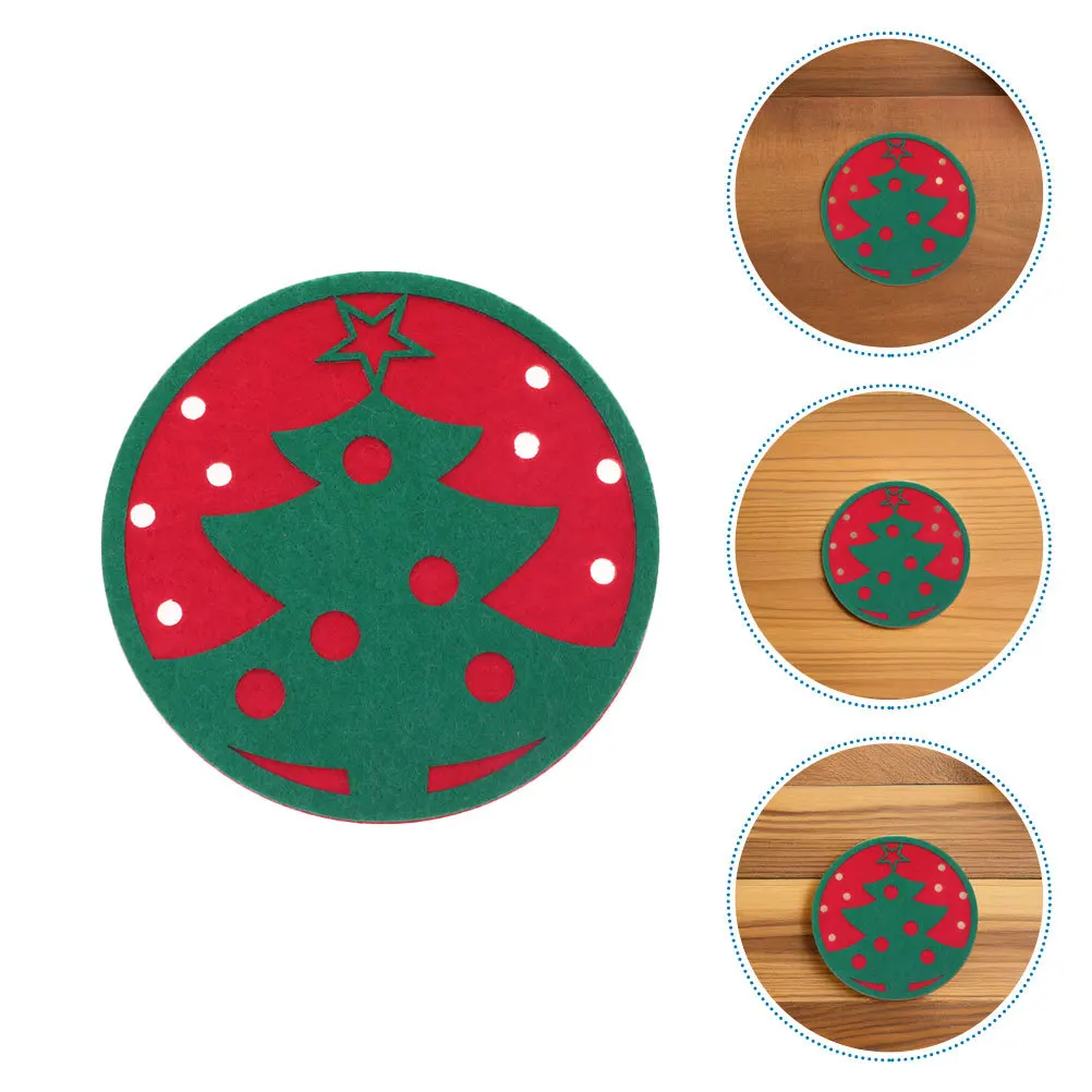 

12Pcs Christmas Tree Felt Heat Insulated Coasters Holiday Table Protectors Xmas Party Cup Mats Decorations Felt Coasters
