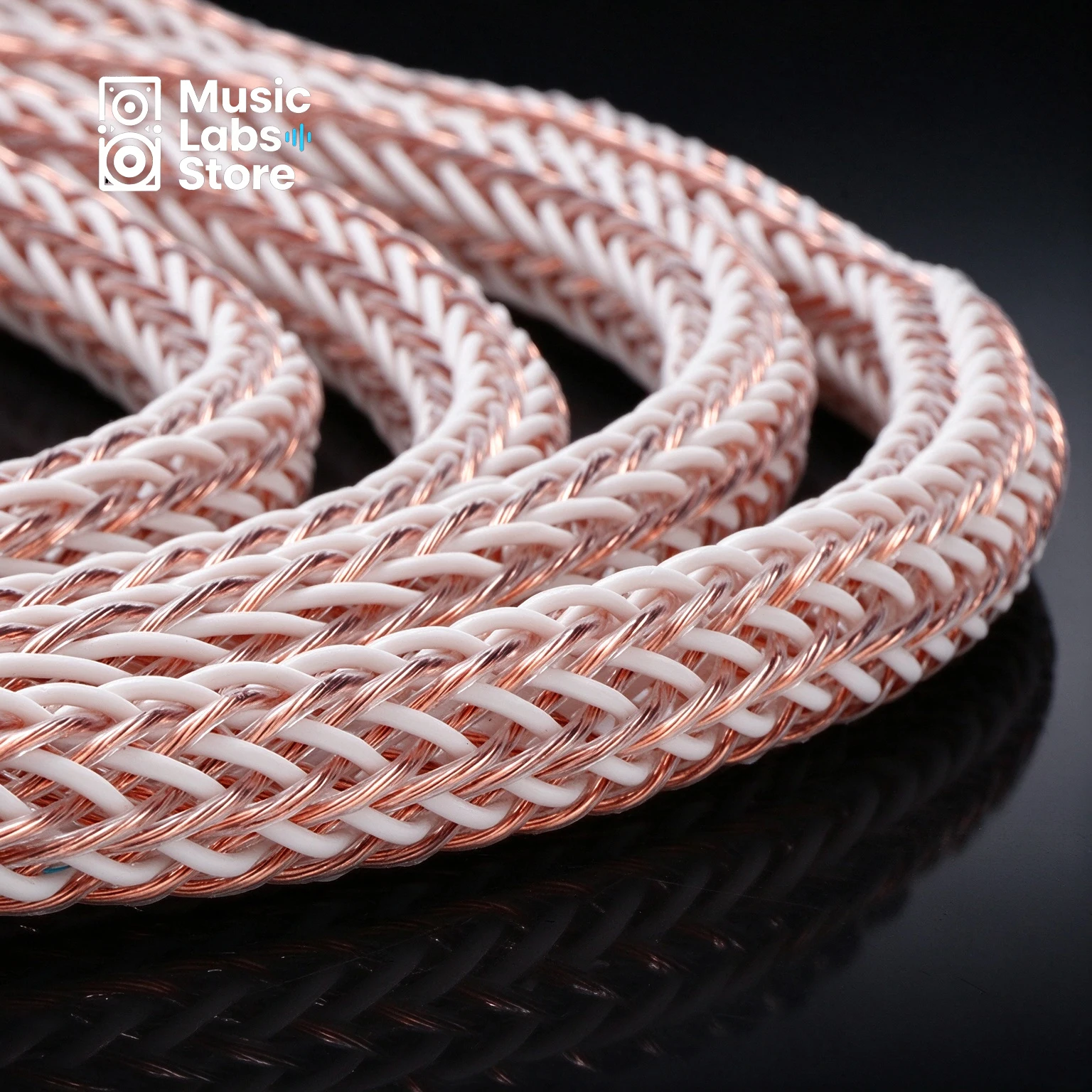 12TC 24Cores HiFi Braided Speaker Cable, 7N OCC Single Crystal Copper, 24K Gold Plated Banana to Y Spade Plug, Biwire Loudspeake
