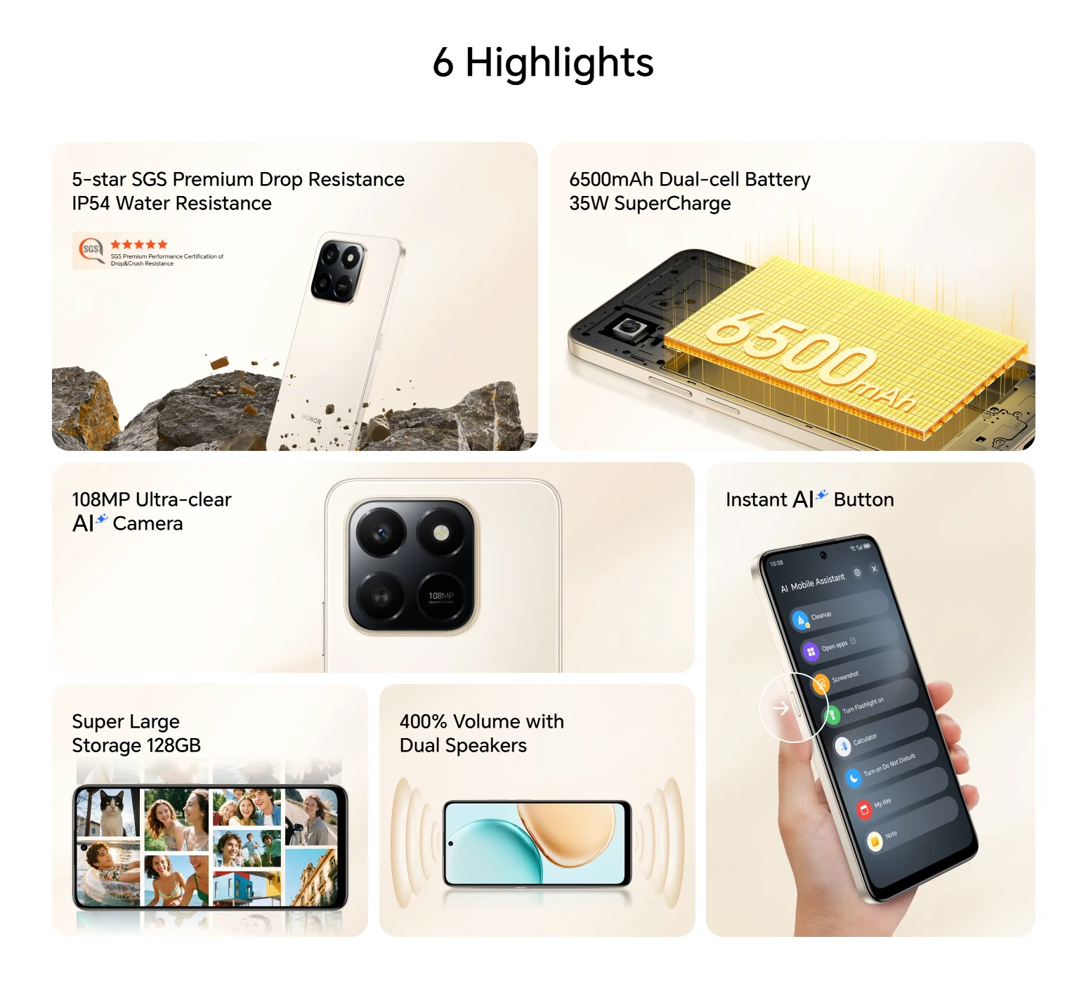 HONOR 400 Smart 4G, Global Version, 4G Smartphone,108MP Main Camera,6500mAh Battery,6.77" 120Hz Display,Octa-core Processor