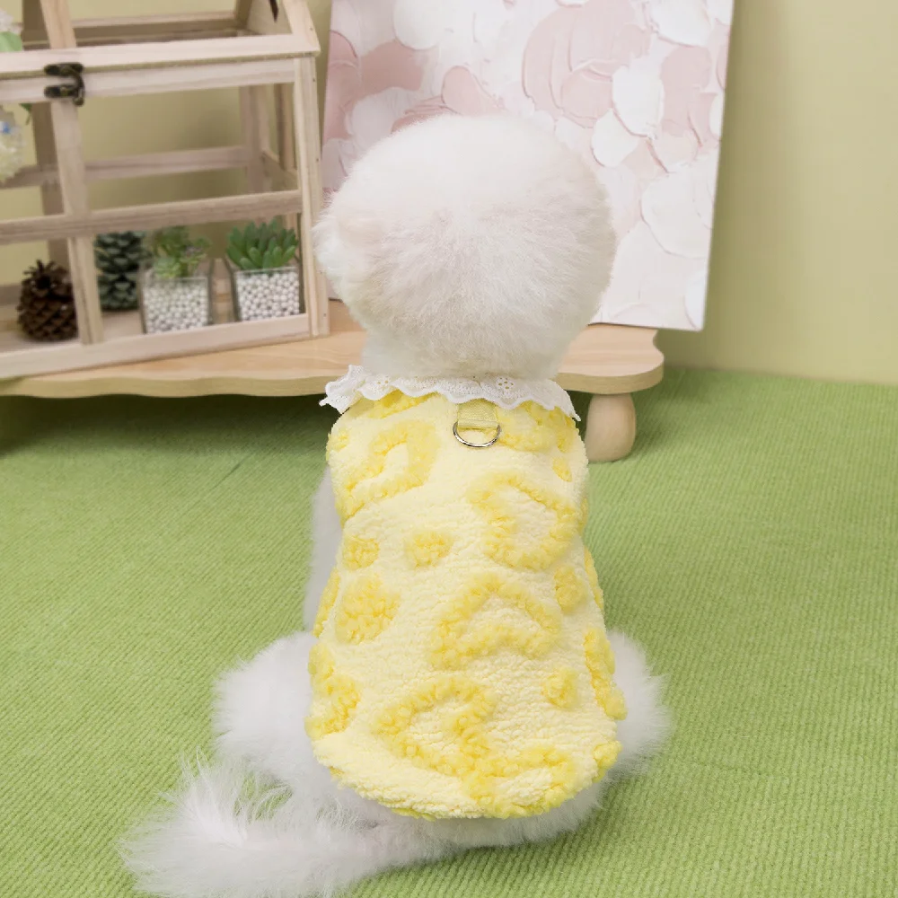 

Dog Winter Clothes Puppy Fleece Warm Pet Coat for Small Medium Dogs Cats with D-ring Vest French Bulldog Costumes Wholesale