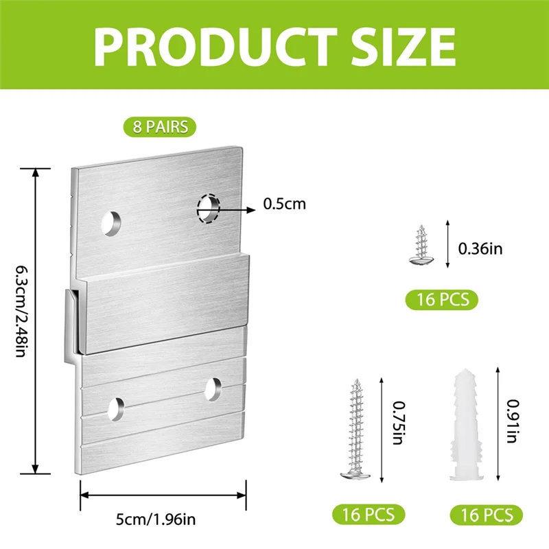 1 Set 5In French Cleat Hanger Heavy Duty Metal Hanger Photo Rack Art Frame Wall Hardware Z-Barfor Hook Mirror