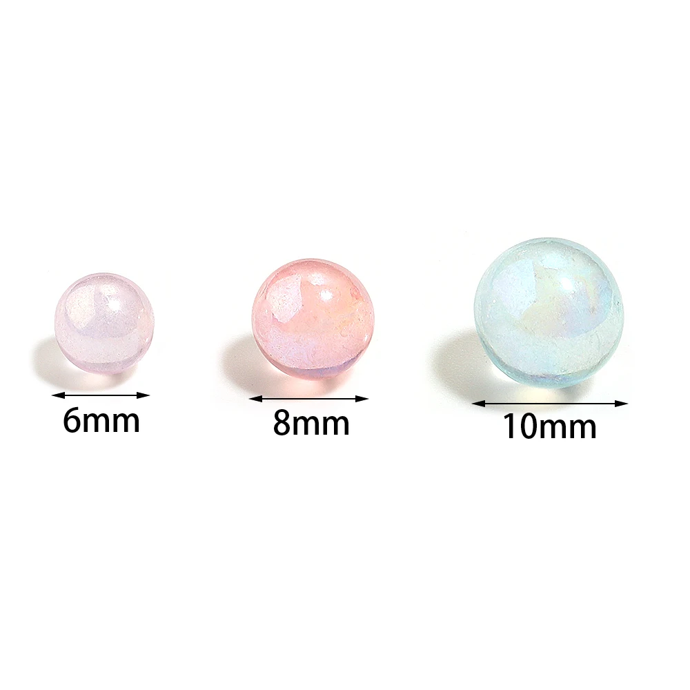 100-200pcs 6 8 10mm Plated Color Acrylic Round Beads Imitation Pearl No Hole Loose Beads For DIY Jewelry Making Bracelet Decor