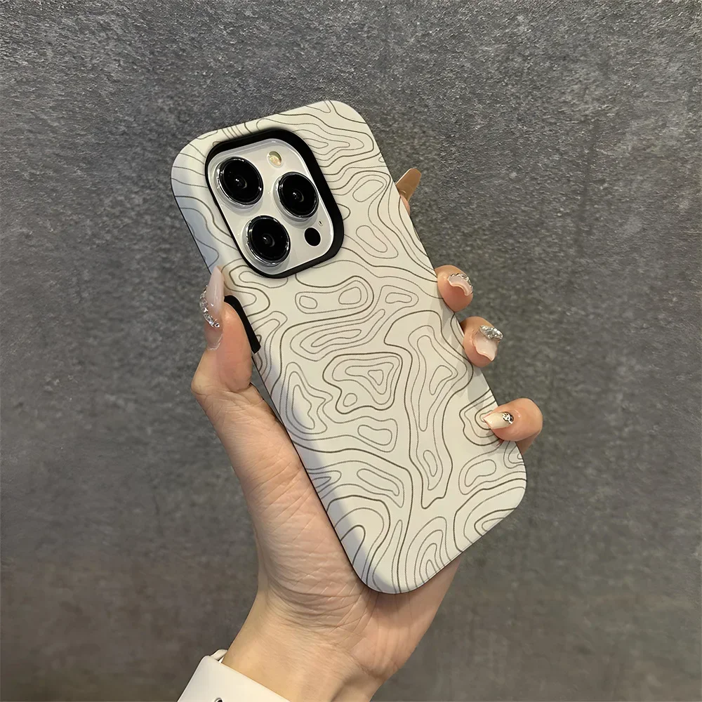 Wave Pattern Suitable for iPhone 16 Double-layer 2-in-1 Phone Case 15promax Frosted 14pro Anti Drop 13 12 Xs Xr Protective Cover