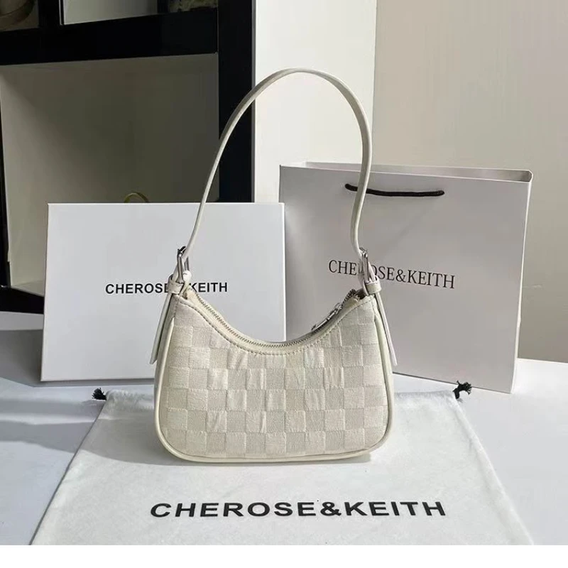 حقيبة نسائية عصرية جديدة على شكل هلال كريمي لعام 2025، حقيبة كتف مستطيلة راقية للخريف والشتاء، حقيبة تحت الإبط #4